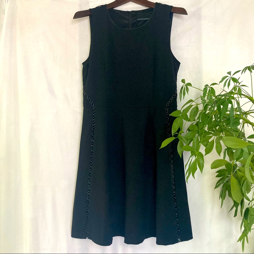 Cynthia Rowley Leather detail Little Black Dress
